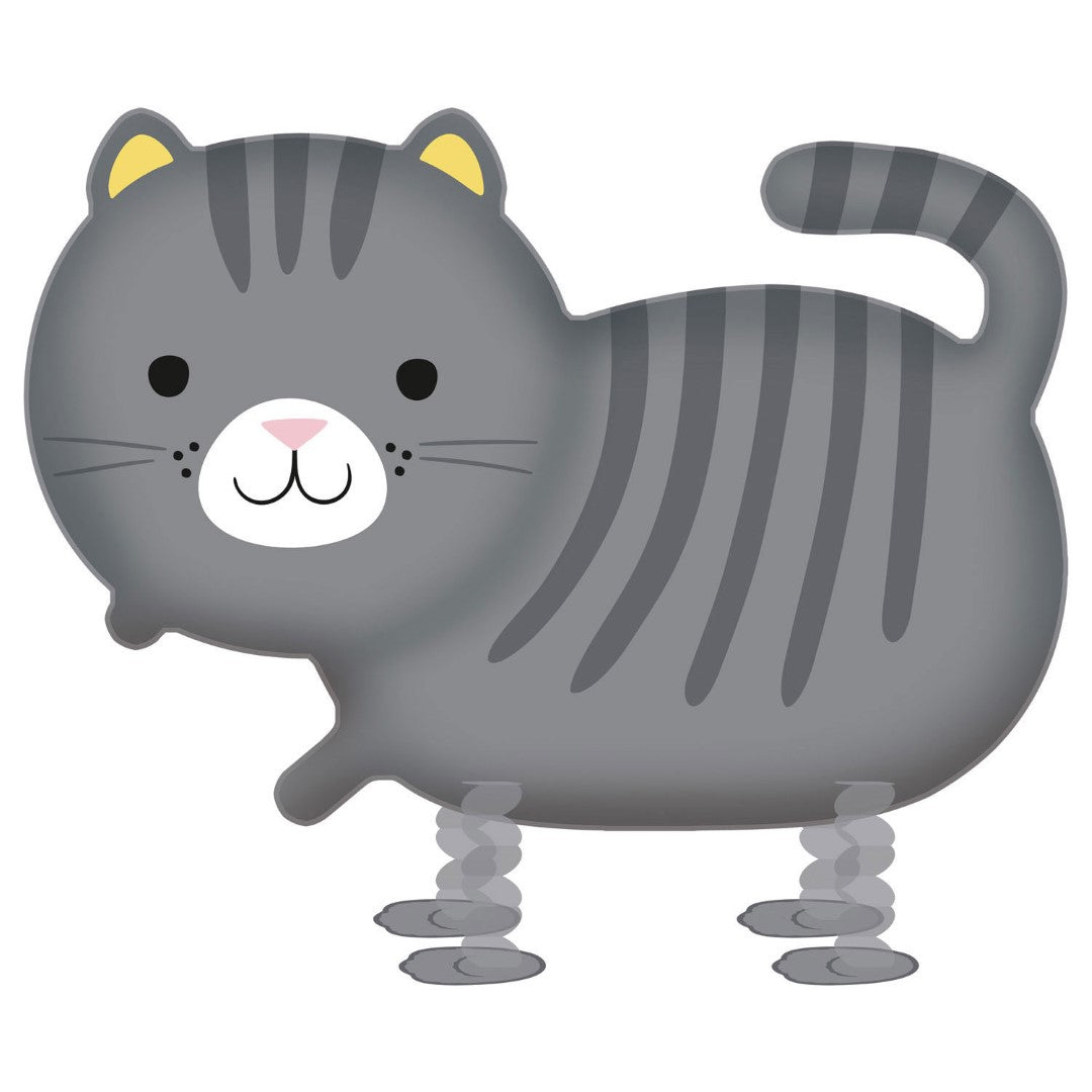 Balão Foil Cinza Listrado Gato, Kitty, 52x75 cm