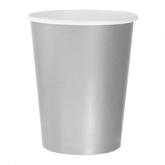 Vasos de papel, plata mate, 270 ml, 14 uds.