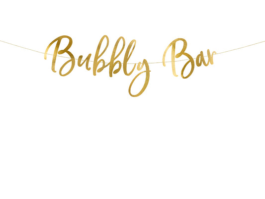 Banderín de papel Bubbly Bar, dorado, 83x21 cm