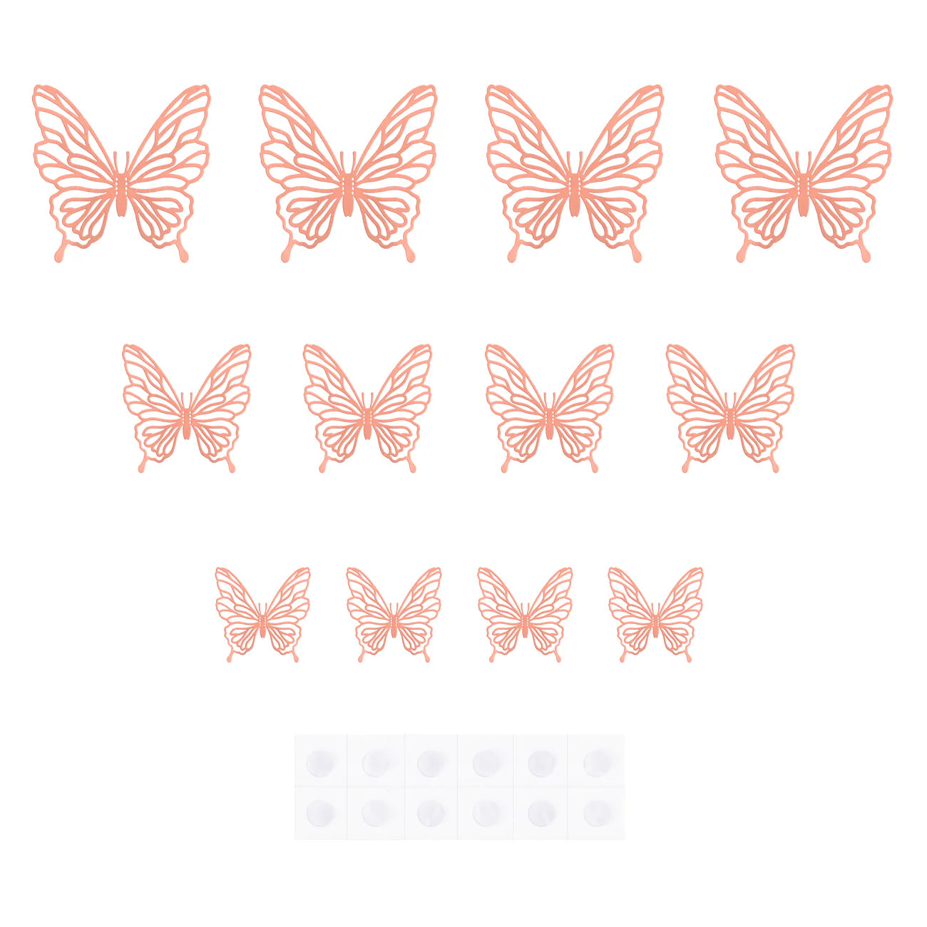 Pegatinas 3D mariposas caladas oro rosa, 12 uds.