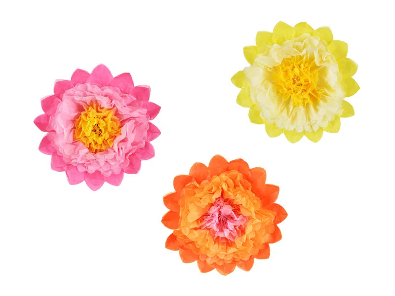 Decoração de papel de seda Flores, 35 cm, 3 pcs