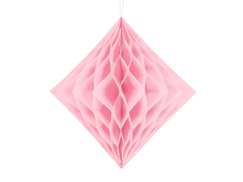 Diamante favo de mel, rosa claro, papel de seda, 30 cm, 1 peça