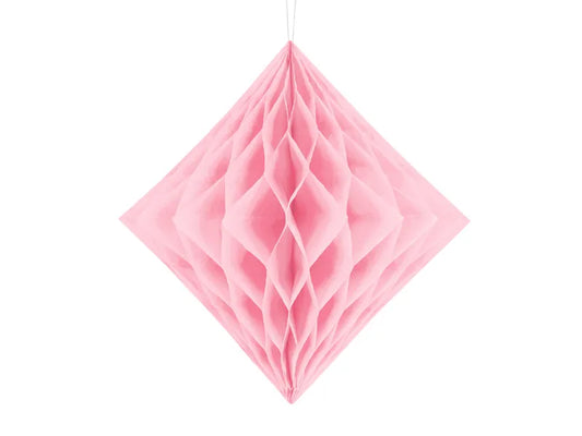Diamante favo de mel, rosa claro, papel de seda, 30 cm, 1 peça