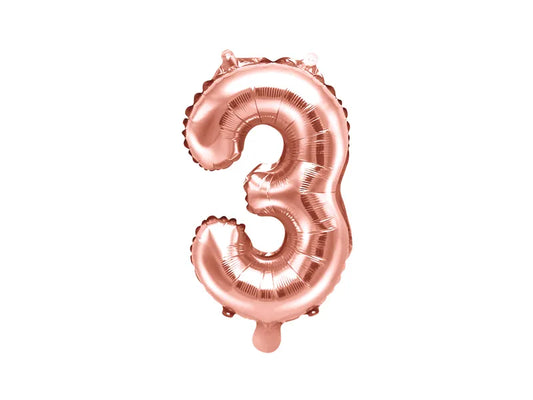 Globo de aluminio número 3, 35 cm, oro rosa