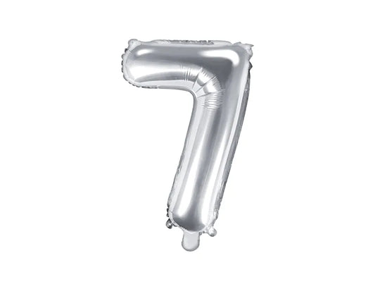 Globo de aluminio número 7, 35 cm, color plata