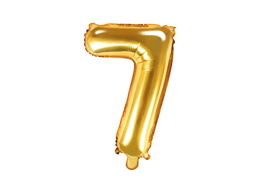 Globo de aluminio número 7, 35 cm, dorado