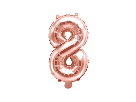 Globo de aluminio número 8, 35 cm, oro rosa