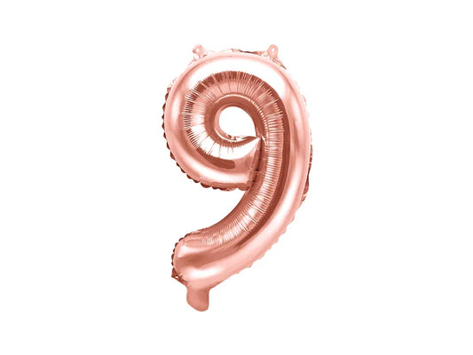 Globo de aluminio número 9, 35 cm, oro rosa