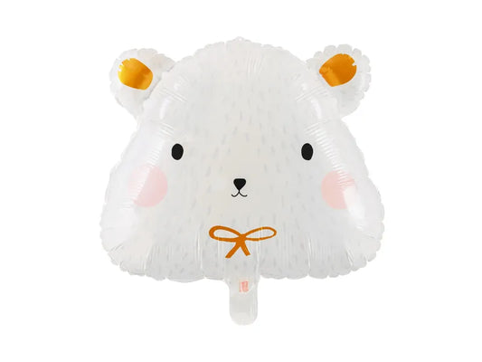 Foil Balloon Polar Bear Head, 42x36 cm, suitable for air or helium inflation, ideal for parties and celebrations.