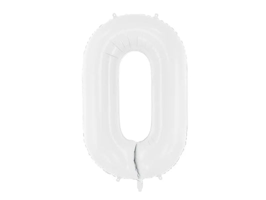 Globo de aluminio número 0, 86 cm, color blanco