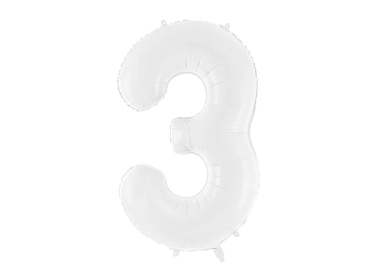 Globo de aluminio número 3, 86 cm, color blanco