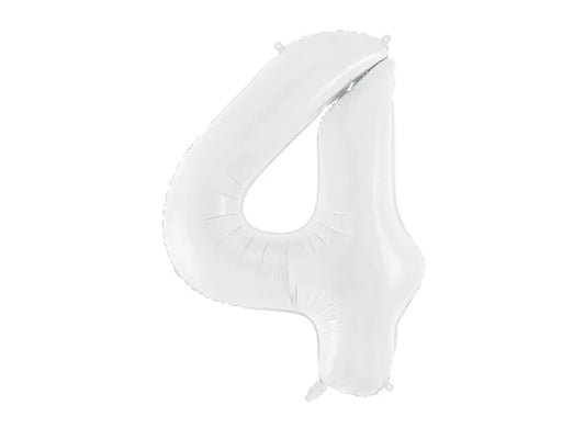 Globo de aluminio número 4, 86 cm, color blanco