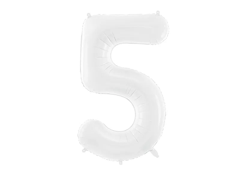 Globo de aluminio número 5, 86 cm, color blanco