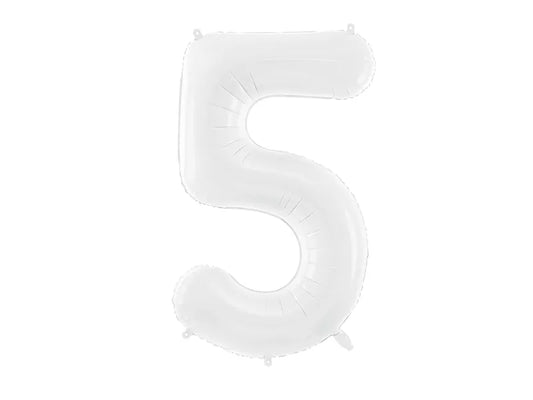 Globo de aluminio número 5, 86 cm, color blanco
