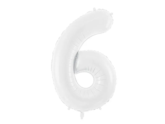 Globo de aluminio número 6, 86 cm, color blanco
