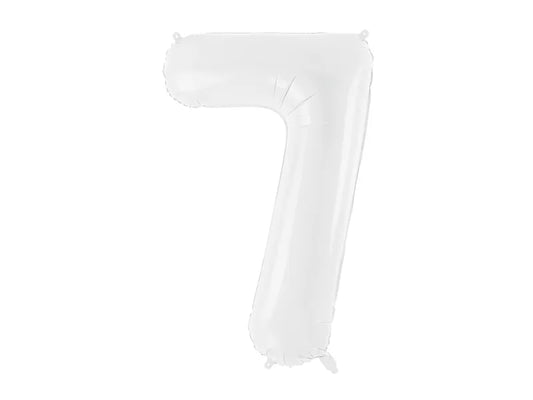 Globo de aluminio número 7, 86 cm, color blanco