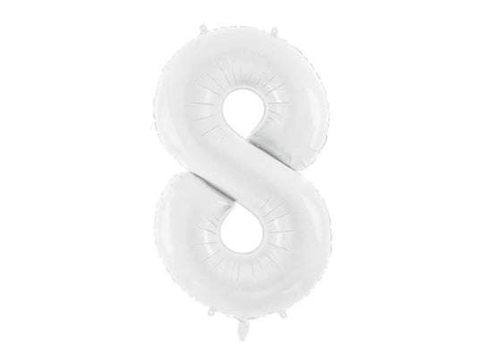 Globo de aluminio número 8, 86 cm, color blanco