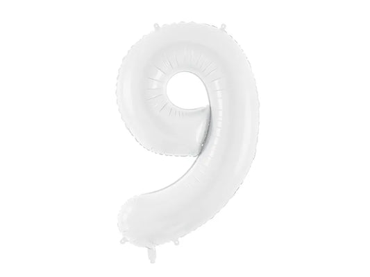 Globo de aluminio número 9, 86 cm, color blanco