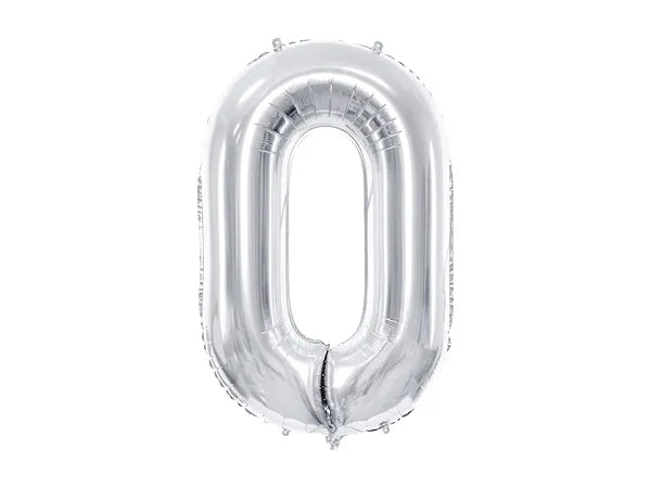 Balão Foil Número ''0'', 86cm, prata