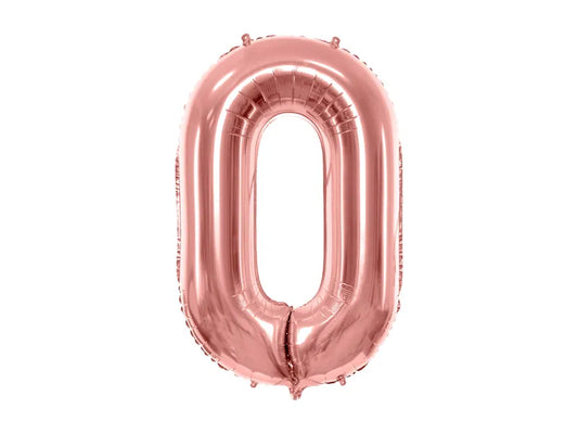 Globo de aluminio número 0, 86 cm, oro rosa