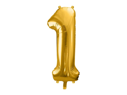 Globo de aluminio número 1, 86 cm, dorado