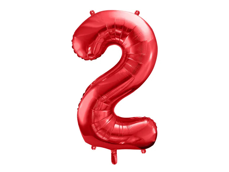 Foil Balloon Number ''2'', 86cm, red Partydeco