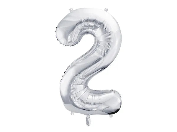 Globo de aluminio número 2, 86 cm, plata