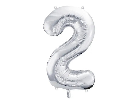 Globo de aluminio número 2, 86 cm, plata