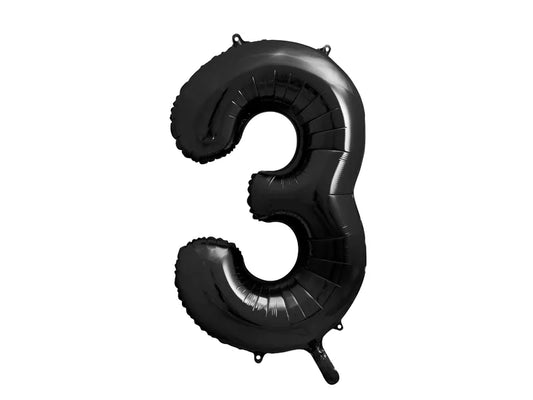 Globo de aluminio número 3, 86 cm, color negro
