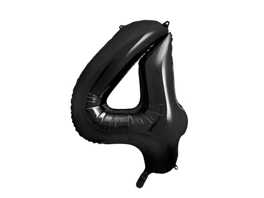 Globo de aluminio número 4, 86 cm, color negro