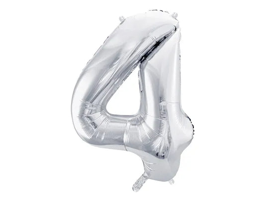 Globo de aluminio número 4, 86 cm, plata