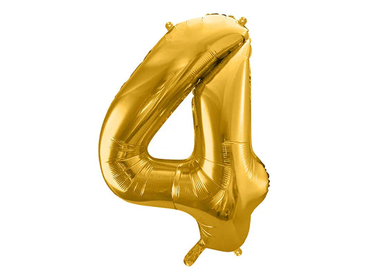 Globo de aluminio número 4, 86 cm, dorado