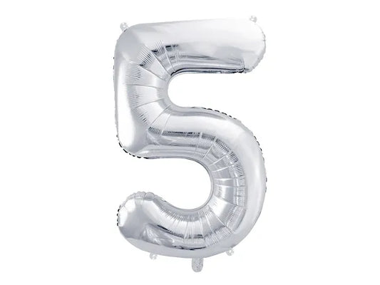 Globo de aluminio número 5, 86 cm, plata