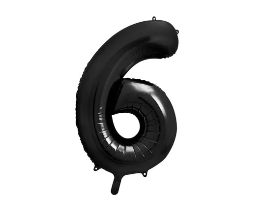 Globo de aluminio número 6, 86 cm, color negro