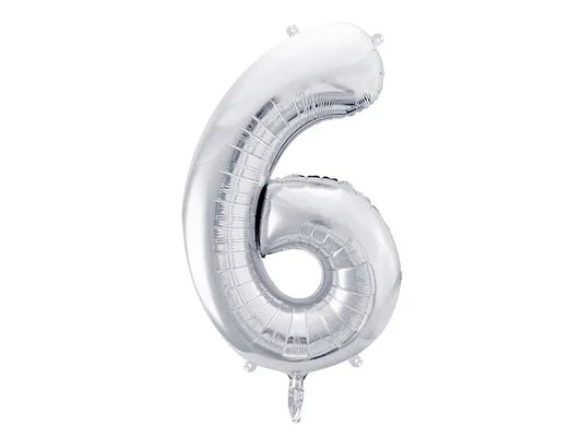 Globo de aluminio número 6, 86 cm, plata