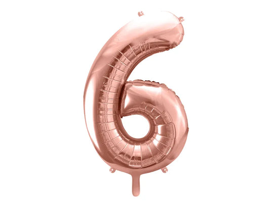 Globo de aluminio número 6, 86 cm, oro rosa