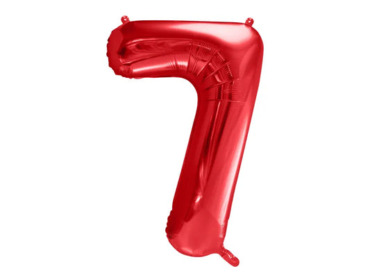 Globo de aluminio número 7, 86 cm, rojo