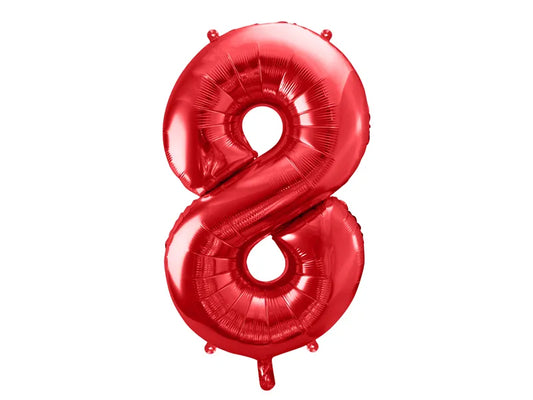 Globo de aluminio número 8, 86 cm, rojo