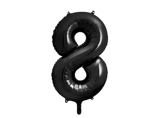 Globo de aluminio número 8, 86 cm, color negro
