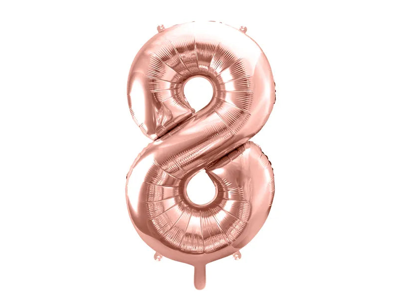 Foil Balloon Number ''8'', 86cm, rose gold Partydeco