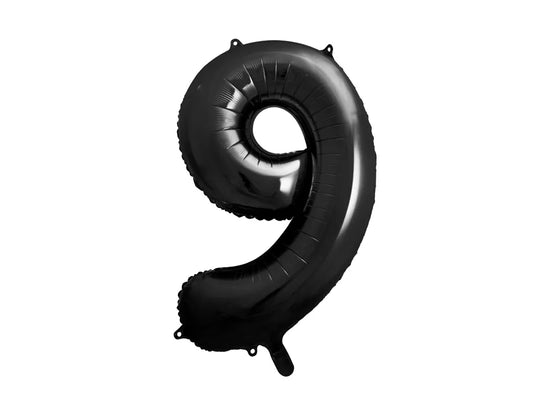 Globo de aluminio número 9, 86 cm, color negro