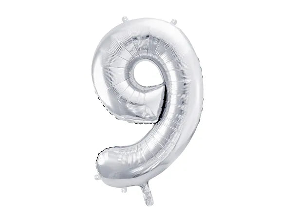 Balão Foil Número ''9'', 86cm, prata