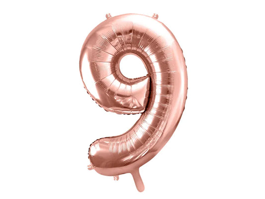 Globo de aluminio número 9, 86 cm, oro rosa