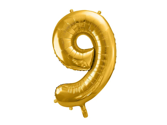 Globo de aluminio número 9, 86 cm, dorado