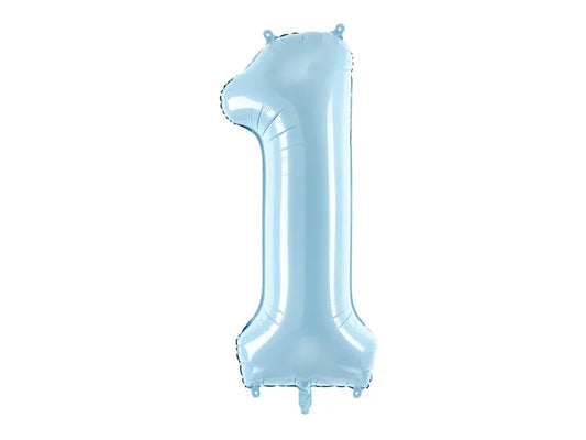 Globo de aluminio número 1, 86 cm, color azul claro