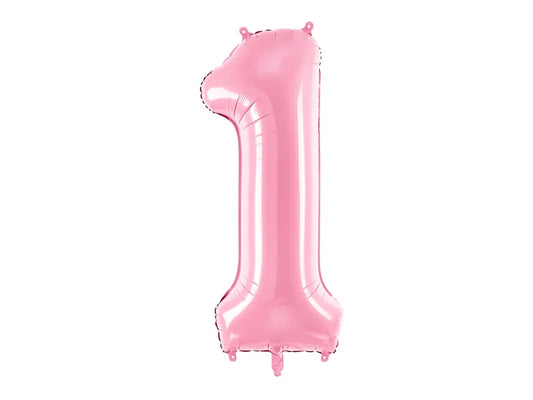 Globo de aluminio número 1, 86 cm, color rosa