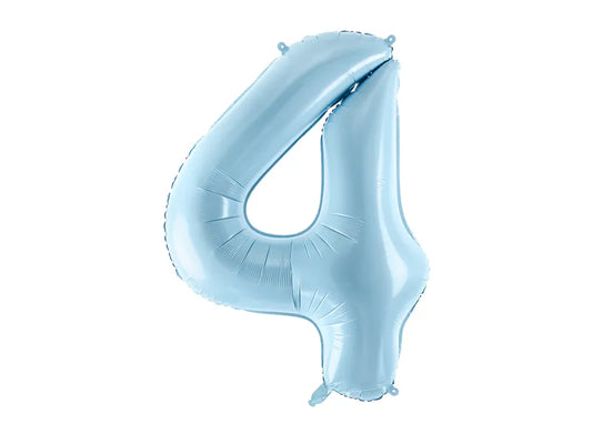 Globo de aluminio número 4, 86 cm, color azul claro