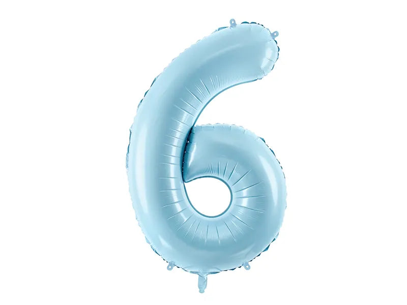 Foil Balloon Number ''6'', 86cm, light blue Partydeco
