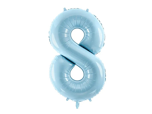 Globo de aluminio número 8, 86 cm, color azul claro