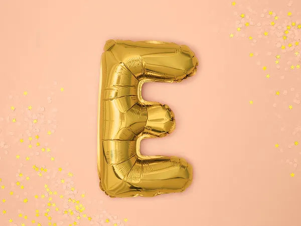 Foil Balloon Letter ''E'', 35cm, gold Partydeco
